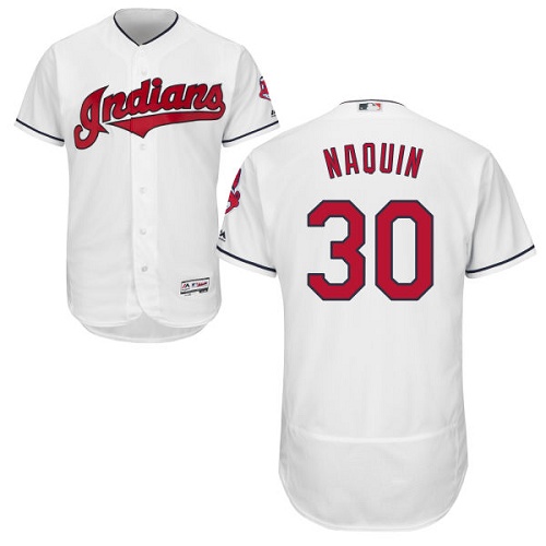 Indians #30 Tyler Naquin White Flexbase Authentic Collection Stitched MLB Jersey - Click Image to Close